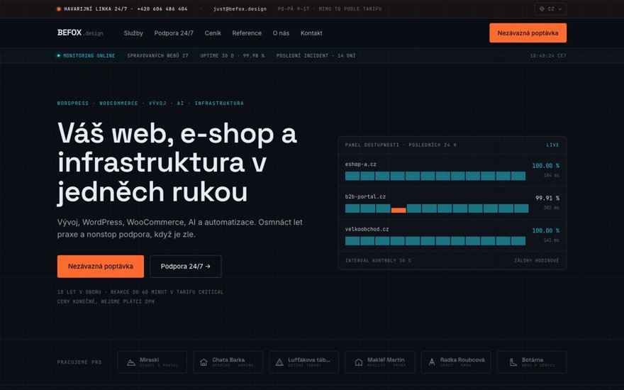 Náhled webu befox.developerhonza.cz — landing page Befox.design